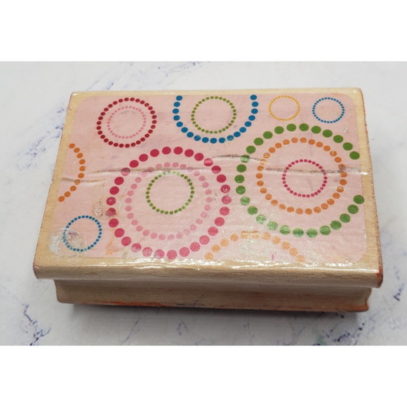 Spiral Confetti Circles Party Celebration Wood Mounted Rubber Stamp - Picture 1 of 7